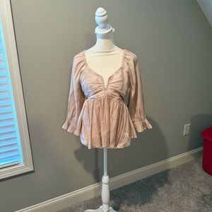 Entro Women's Iridescent Blouse- Champagne/Blush color